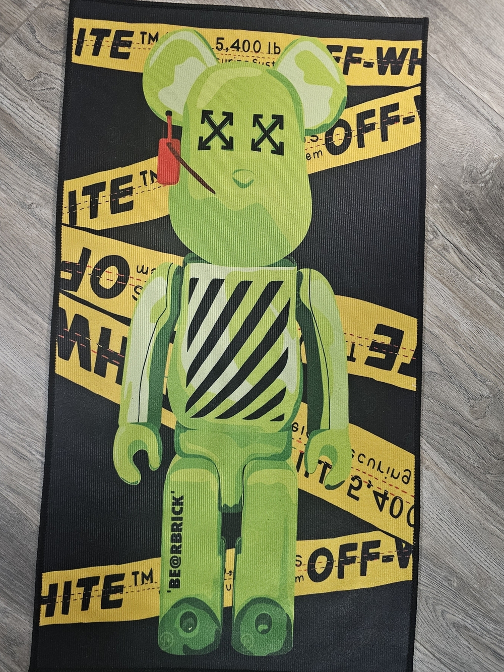 Off-White x BE@RBRICK Neon Green Graphic Rug
